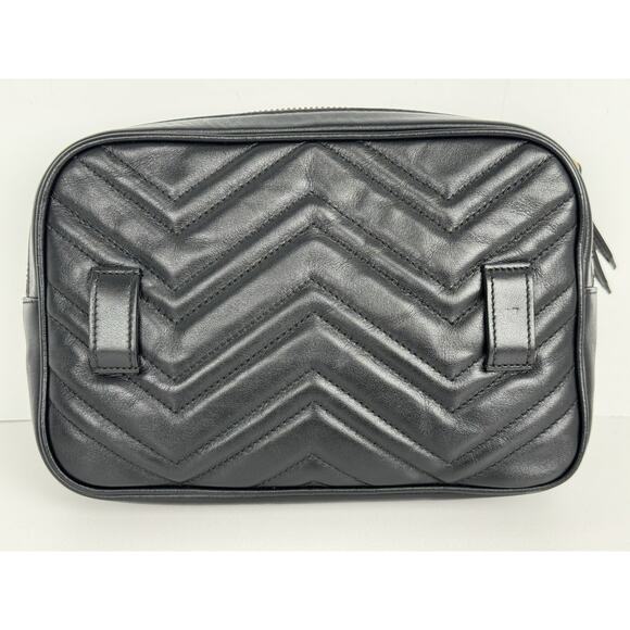 GUCCI Calfskin Matelasse Mens GG Marmont Belt Bag 90 36 Black C-1 - Picture 4 of 16